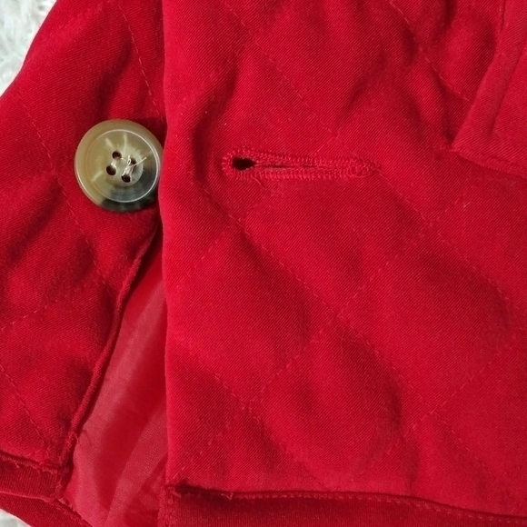 David Brooks Red Quilted Faux Suede Point Collar Long Sleeve Button Up Jacket - Picture 6 of 8